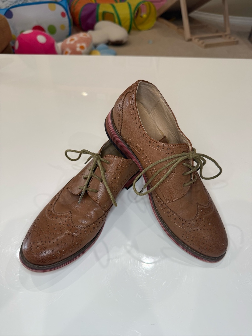 Women's Brown Leather Wingtip Oxfords